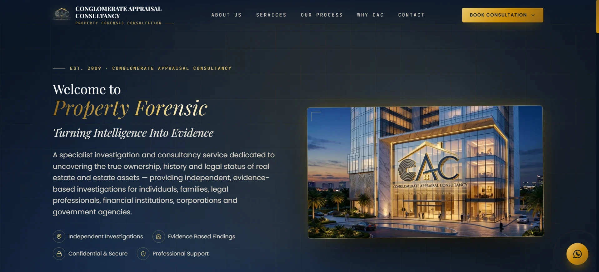 The Conglomerate Appraisal Consultancy homepage: property forensic consultation